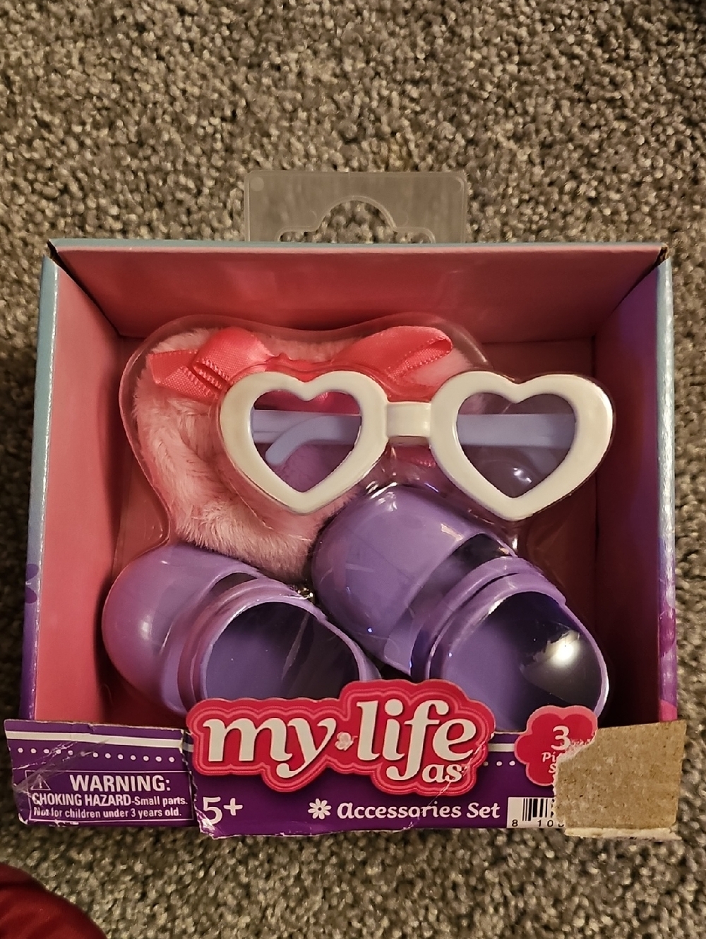 K3🔹️My Life As Kids Purple Accessories Set with White Heart Sunglasses